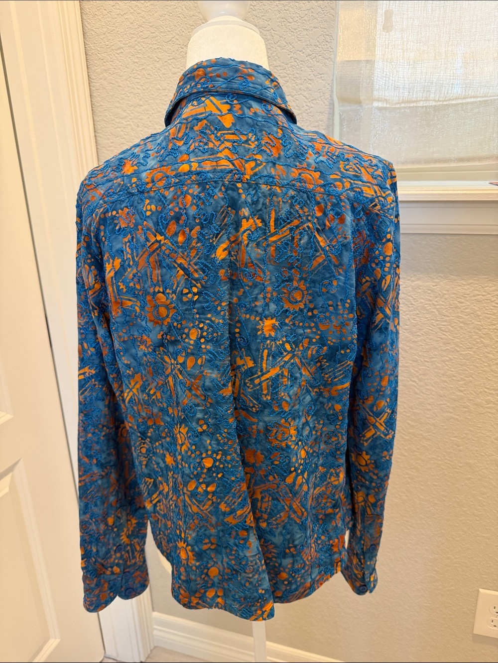 Territory Ahead brand Blue & Orange Printed Button-Front Women's Shirt - Picture 2 of 3
